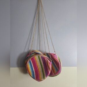 Resellers Lot Of 3 Colorful Striped Women's Purse Bag